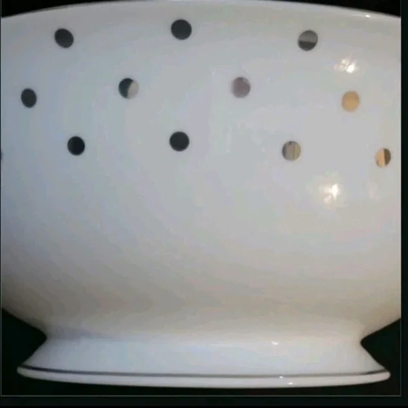 NWOT Kate Spade New York Lenox Larabee Road Silver Dots White Bowl Discontinued - Picture 4 of 7